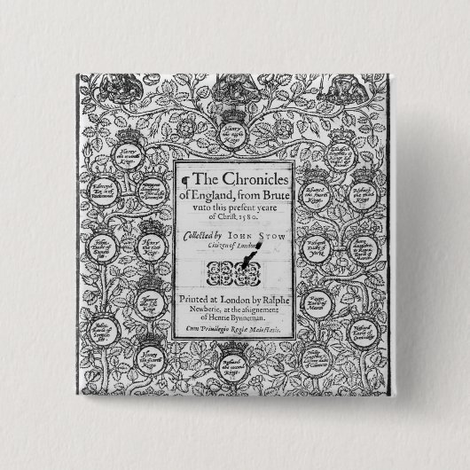Frontispiece of "The Chronicles of England" Vierkante Button 5,1 Cm (Voorkant)