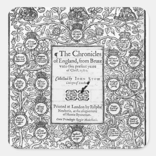 Frontispiece of "The Chronicles of England" Vierkante Sticker (Voorkant)