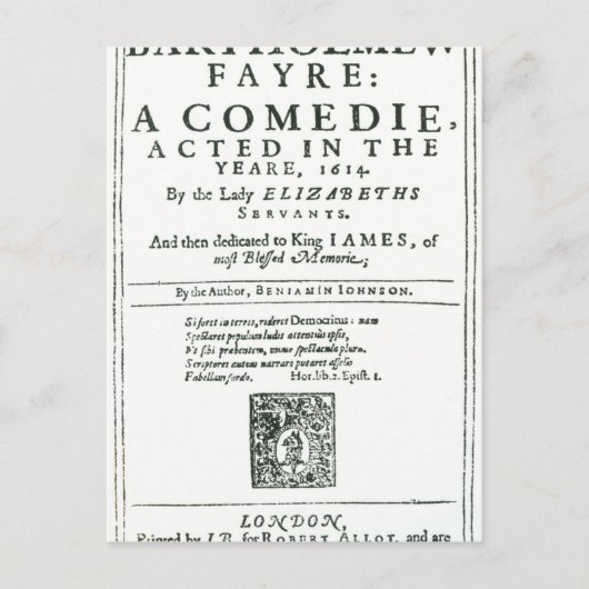 Frontispiece to "Bartholomew Fair" Briefkaart (Voorkant)
