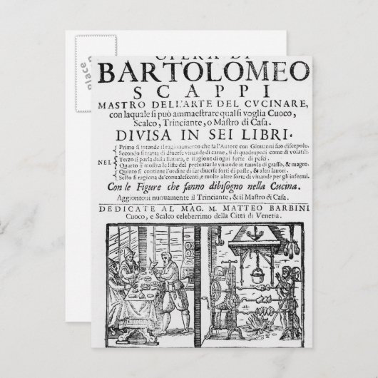 Frontispiece to cook book of Bartolomeo Scappi Briefkaart (Voorkant / Achterkant)