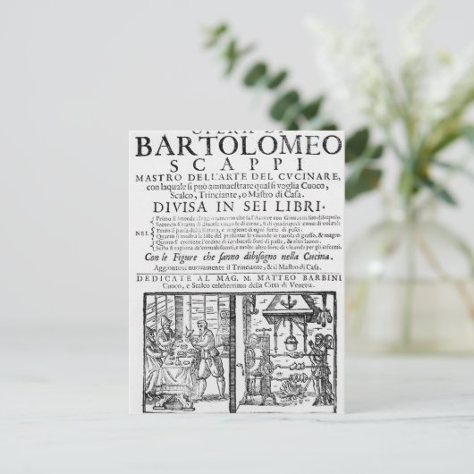 Frontispiece to cook book of Bartolomeo Scappi Briefkaart (Staand voorkant)