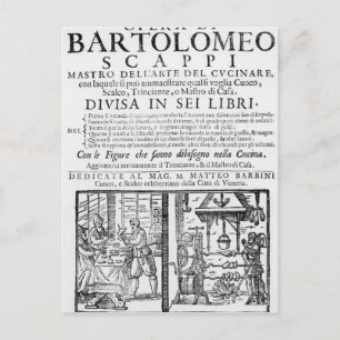 Frontispiece to cook book of Bartolomeo Scappi Briefkaart
