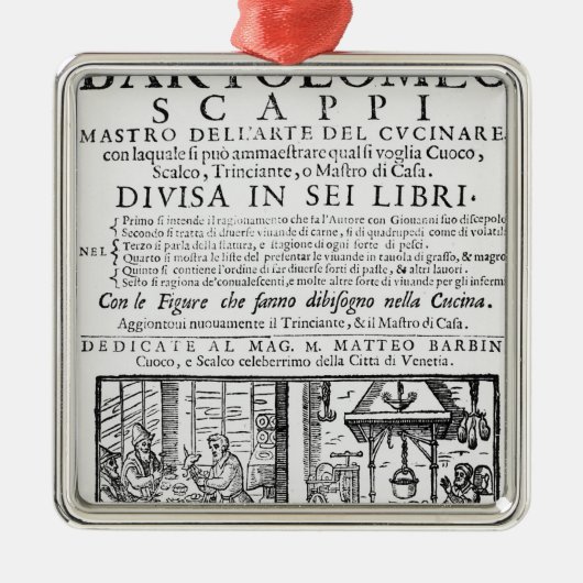 Frontispiece to cook book of Bartolomeo Scappi Metalen Ornament (Voorkant)
