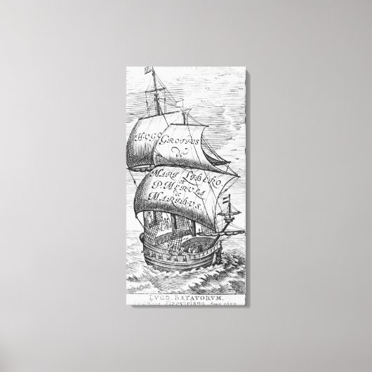 Frontispiece to 'De mari libero', van Hugo Grotius Canvas Afdruk (Voorkant)