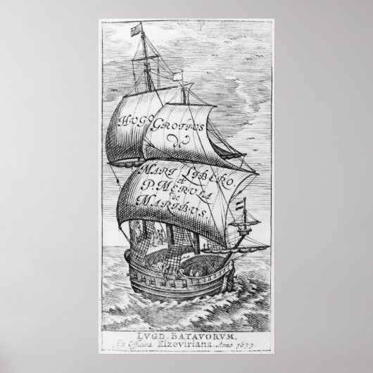 Frontispiece to 'De mari libero', van Hugo Grotius Poster (Voorkant)