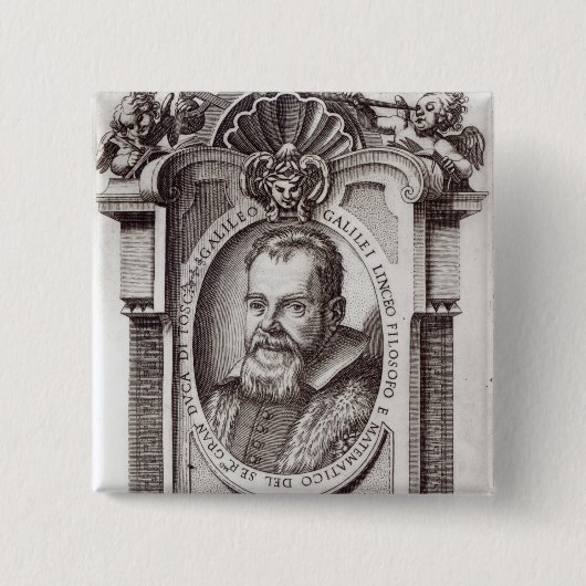 Frontispiece to "Il Saggiatore" van Galileo Vierkante Button 5,1 Cm (Voorkant)