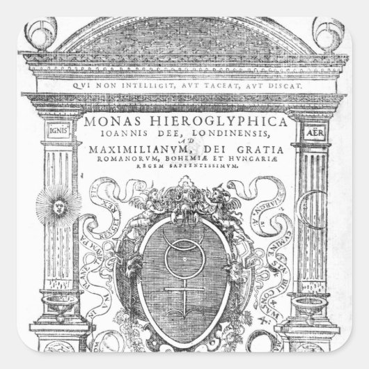 Frontispiece uit 'Monas Hieroglyphica' Vierkante Sticker (Voorkant)