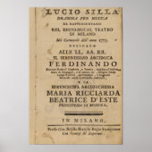 Frontispiece van de "Lucio Silla" van Mozart Poster (Voorkant)