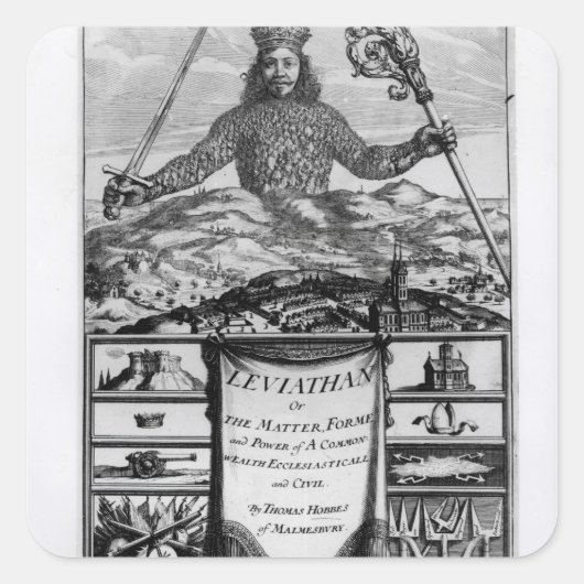 Frontispiece van Thomas Hobbes of Malmesbury Vierkante Sticker (Voorkant)