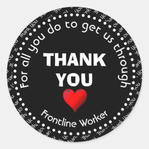 Frontline Worker Black Hartelijk dank Ronde Sticker
