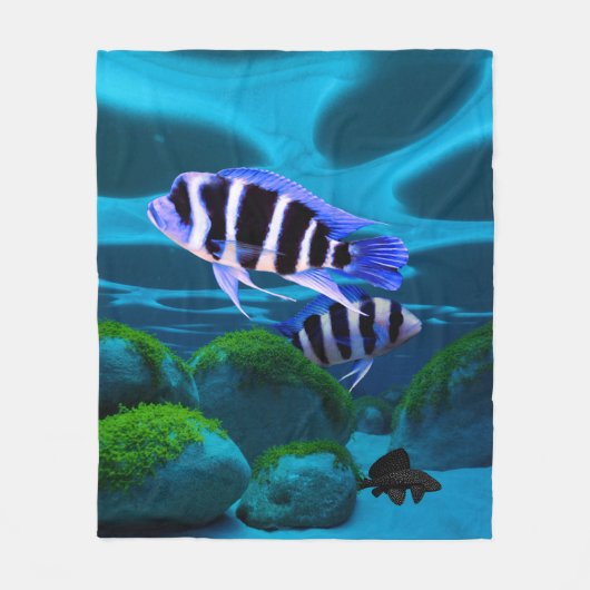 Frontosa Cichlid Plecostomus Aquarium Vis Fleece Deken (Voorkant)