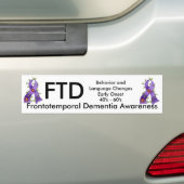 Frontotemporal Dementia Paarse Ribbon Bump. Sticke Bumpersticker (Op auto)