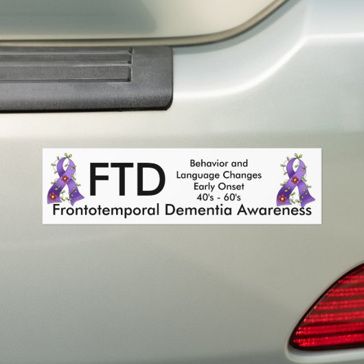 Frontotemporal Dementia Paarse Ribbon Bump. Sticke Bumpersticker (Op auto)