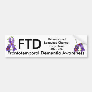 Frontotemporal Dementia Paarse Ribbon Bump. Sticke Bumpersticker