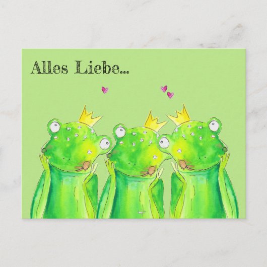 Frosch, Froschkönig Glückwünsche Karte Herz Briefkaart (Voorkant)
