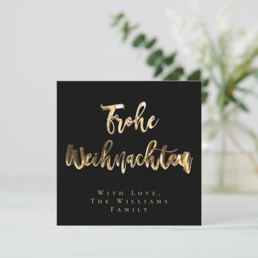 Froshnachten Elegant Black Gold Script Chic Feestdagenkaart (Staand voorkant)