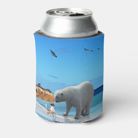 Frost and Fur: Een Polar Beer ontmoet een Fox Terr Blikjeskoeler (Blikje Achterkant)