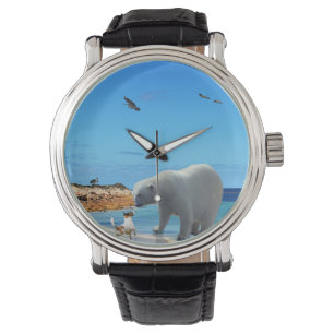 Frost and Fur: Een Polar Beer ontmoet een Fox Terr Horloge