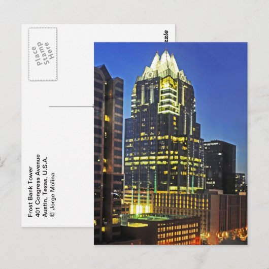 Frost Bank Tower, Austin, Texas, VS Briefkaart (Voorkant / Achterkant)