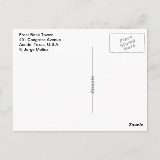 Frost Bank Tower, Austin, Texas, VS Briefkaart (Achterkant)