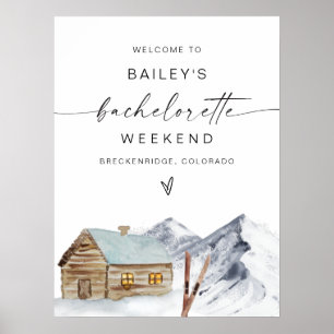 FROST Berg Ski Chalet Meisjesuitje Welkom Bord Poster