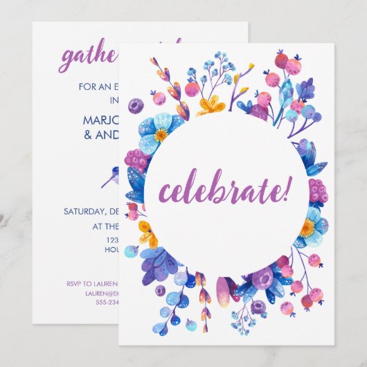 Frost Berry Winter Party Kaart (Voorkant / Achterkant)