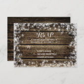Frost Bite Barn Wood Rustieke Winter Wedding RSVP (Voorkant / Achterkant)