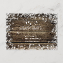 Frost Bite Barn Wood Rustieke Winter Wedding RSVP Kaartje