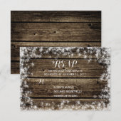 Frost Bite Barn Wood Rustieke Winter Wedding RSVP Kaartje (Voorkant / Achterkant)