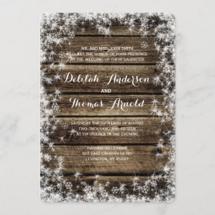 Frost Bite Barn Wood Winter Weduwen Uitnodiging