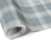 Frost Blue & Cream Snowflake Plaid Wrapping Paper Cadeaupapier (Rol Hoek)