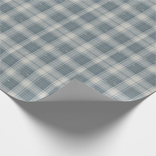 Frost Blue & Cream Snowflake Plaid Wrapping Paper Cadeaupapier (Hoek)