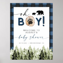 FROST Blue Flannel Pine Beer Baby shower Welkom Poster