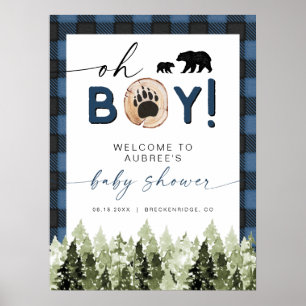 FROST Blue Flannel Pine Beer Baby shower Welkom Poster
