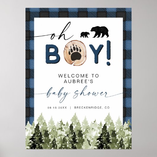 FROST Blue Flannel Pine Beer Baby shower Welkom Poster (Voorkant)