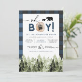 FROST Blue Flannel Pine Lumberjack Boy Baby shower Kaart (Staand voorkant)