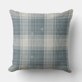 Frost Blue Nordic Plaid Snowflake Throw Pillow Kussen