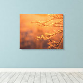 Frost Covered Branch in Morning Light Canvas Afdruk (Insitu (Houten vloer))