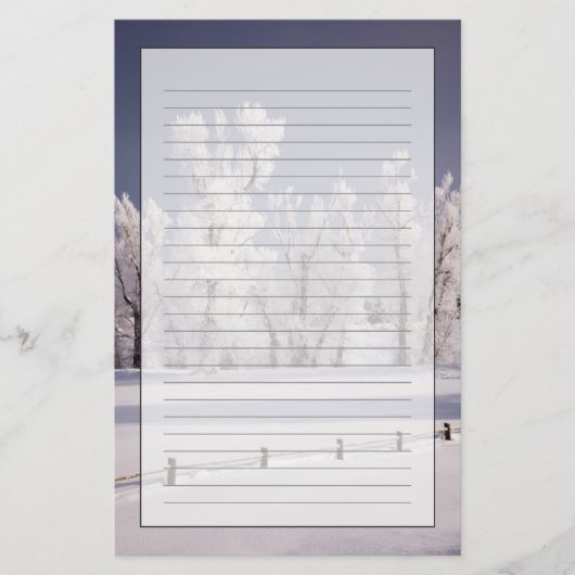 Frost Covered Trees and Fence, Colorado Briefpapier (Voorkant)