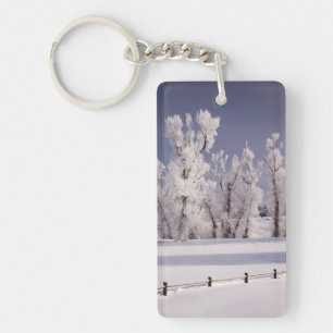 Frost Covered Trees and Fence, Colorado Sleutelhanger