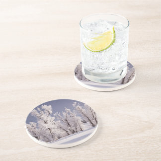 Frost Covered Trees and Fence, Colorado Zandsteen Onderzetter