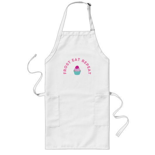 Frost Eet Herhaal Cupcake Ontwerp Lang Schort (Voorkant)