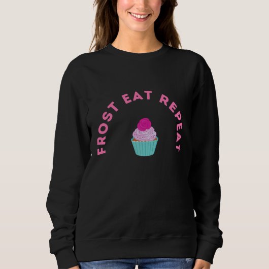 Frost Eet Herhaal Cupcake Ontwerp Trui (Voorkant)