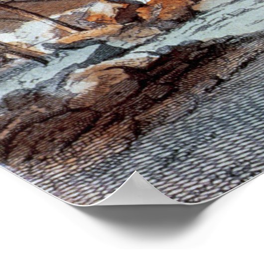 Frost Fair op de Theems in de buurt van de tempel Poster (Hoek)