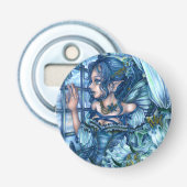 Frost Fairy Meisje's Uitzicht van een Sapphire Win Button Flesopener (Voorkant)