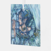 Frost Fairy Meisje's Uitzicht van een Sapphire Win Glas Ornament (Voorkant links)