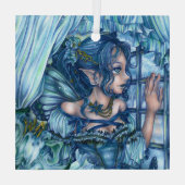 Frost Fairy Meisje's Uitzicht van een Sapphire Win Glas Ornament (Achterkant)