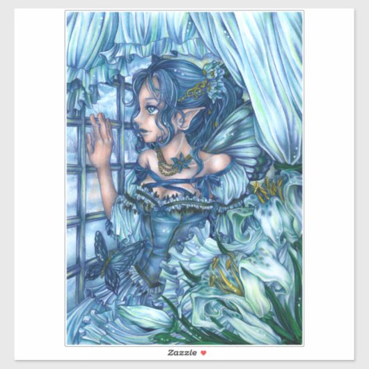 Frost Fairy Meisje's Uitzicht van een Sapphire Win Sticker (Vel)