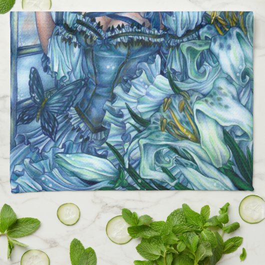 Frost Fairy Meisje's Uitzicht van een Sapphire Win Theedoek (Gevouwen)