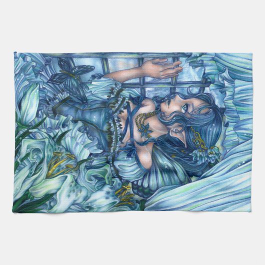 Frost Fairy Meisje's Uitzicht van een Sapphire Win Theedoek (Horizontaal)
